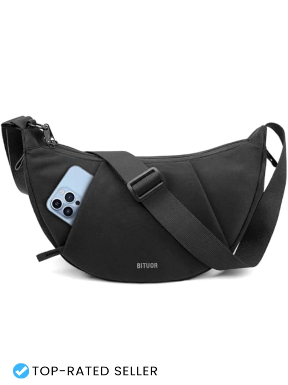 Anti-Theft Crescent Crossbody Bag Nylon Water Resistant Multi Pocket